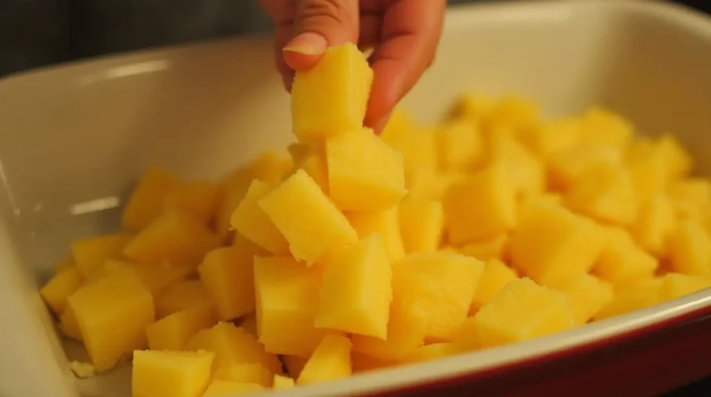 Layering process for Poppy's Potato Recipe.