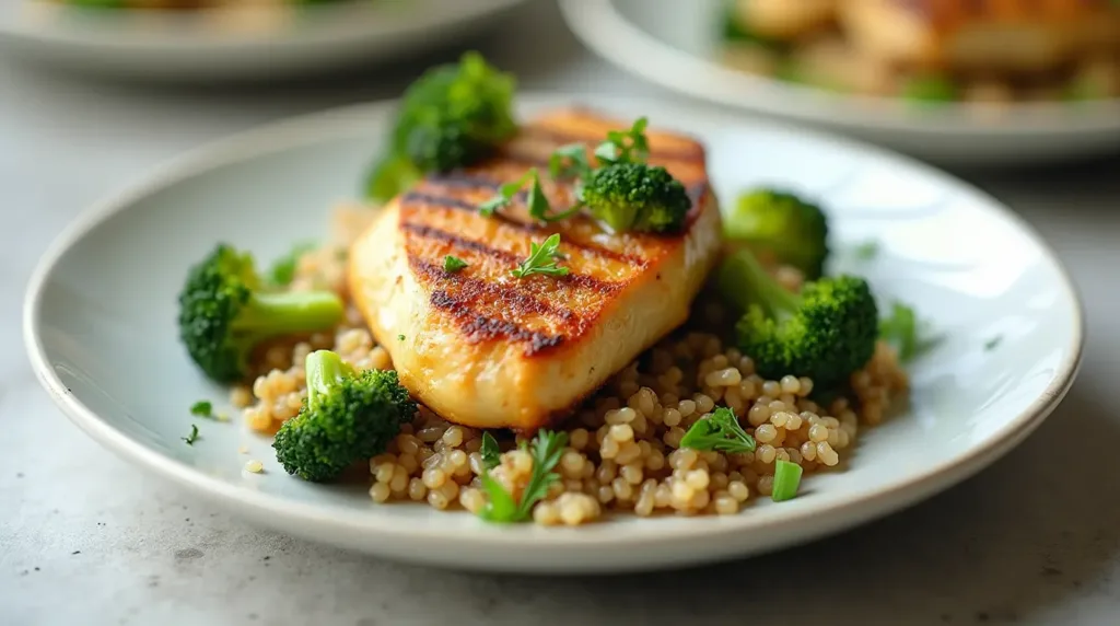 Grilled Chicken Breast with Quinoa and Broccoli - Elegant and Delicious Presentation